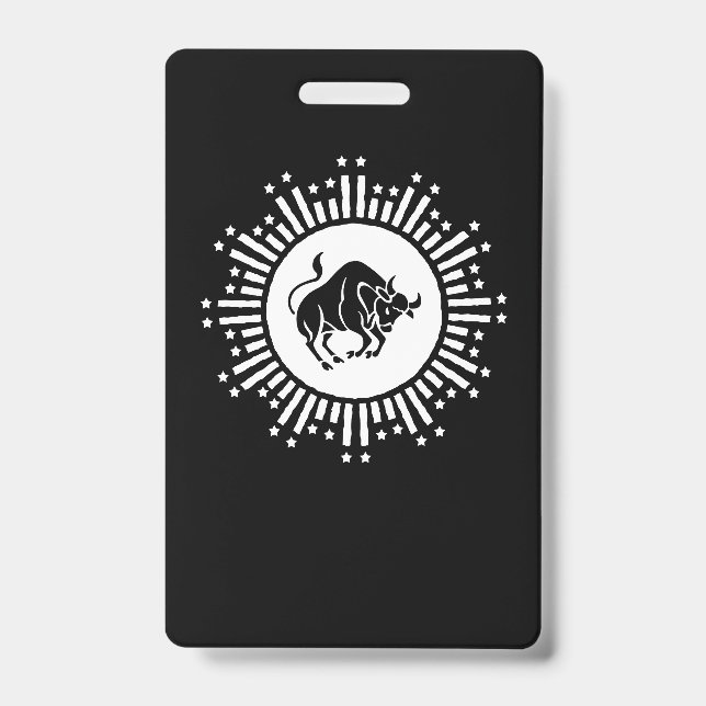 Taurus Zodiac Symbol with Celestial Starburst Badge (Front)