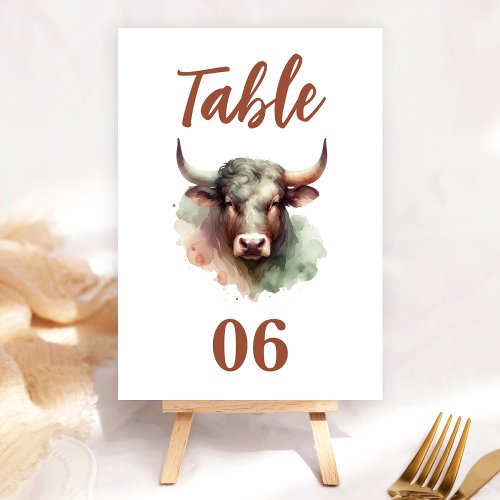 Taurus Zodiac Themed Birthday Party Table Number