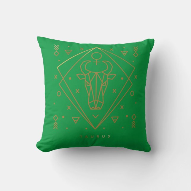Taurus Zodiac Throw Pillow (Front)