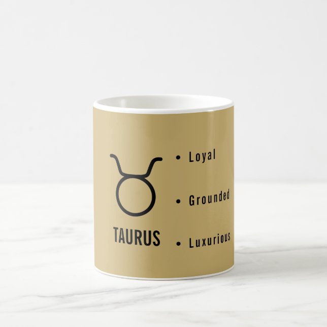 Taurus Zodiac Traits Minimal Astrology Coffee Mug (Center)