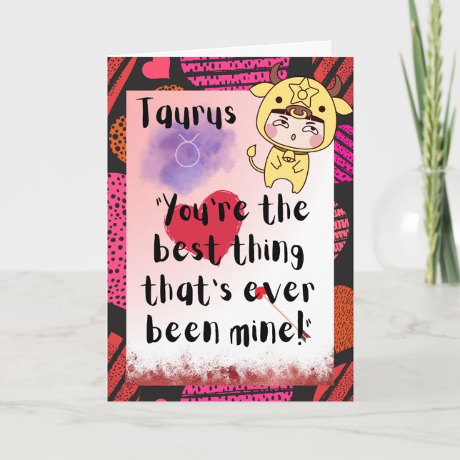 Taurus Zodiac Valentines Personalized Card (Front)
