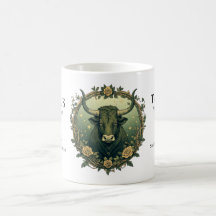 Taurus Zodiac Vintage Art Nouveau Bull