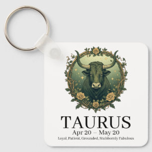 Taurus Zodiac Vintage Art Nouveau Bull Keychain