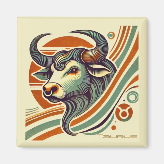 Taurus Zodiac Vintage Magnet (Front)