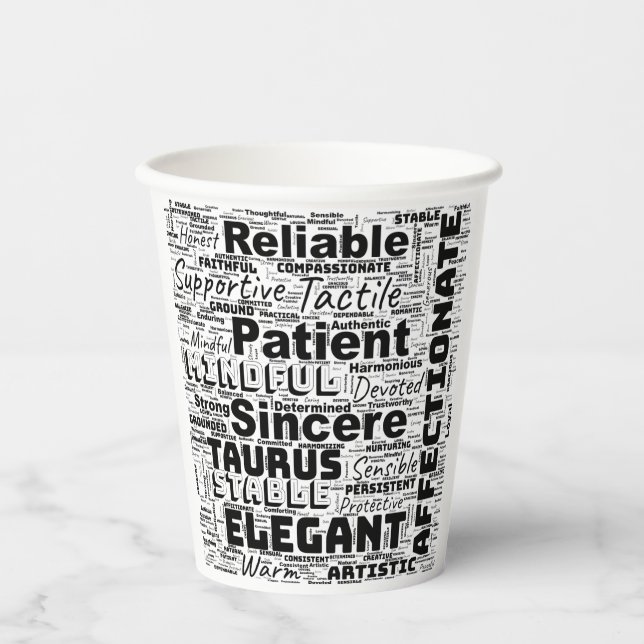 Taurus Zodiac Word Cloud Inspiration  Paper Cups (Front)