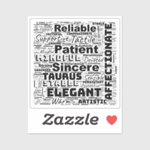 Taurus Zodiac Word Cloud Inspiration Vinyl Sticker