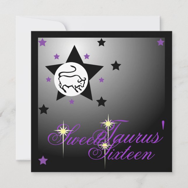 Taurus' Zodiacal Fortune Sweet Sixteen-Customize Invitation (Front)