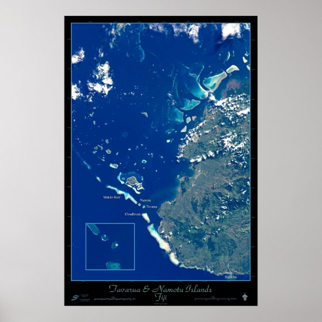 Tavarua & Namotu Islands, Fiji satellite poster (Front)