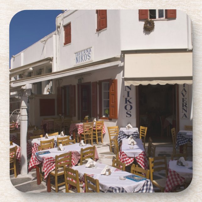 Taverna Nikos, Mykonos, Cyclades Islands, Greece Drink Coaster (Front)