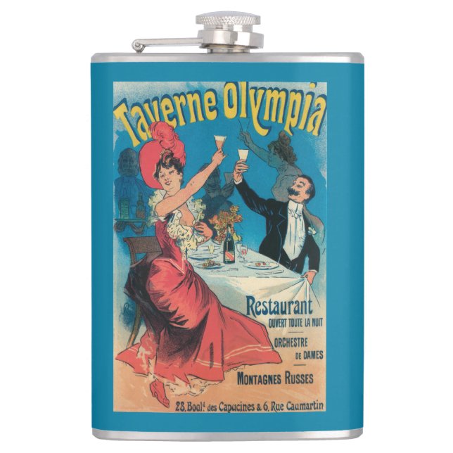 Taverne Olympia Promotional Poster Flask (Front)
