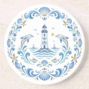Tavrian Painting Nautical Ukrainian Folk Coaster