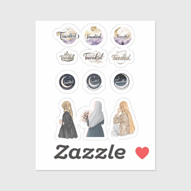Tawakkul Islamic Sticker Set Faith-Inspired Muslim (Sheet)