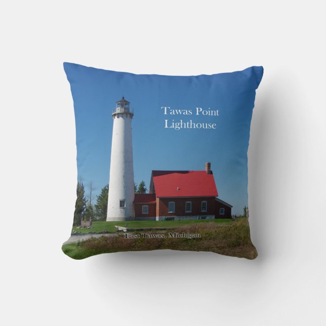 Tawas Point Lighthouse square pillow (Front)