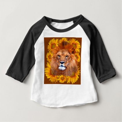 tawny African lion & yellow sunflowers gifts Baby T-Shirt