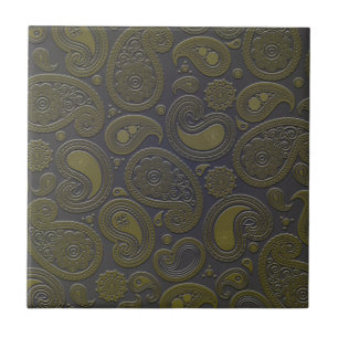 Tawny brown paisley design ceramic tile