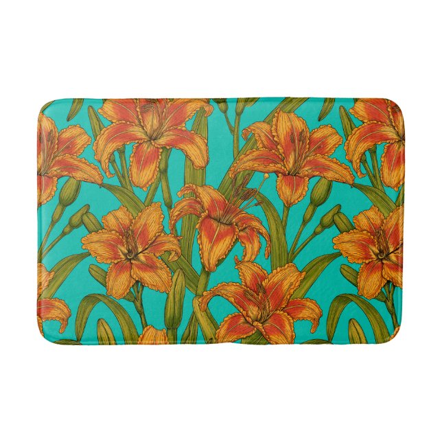 Tawny dailily flowers bath mat (Front)