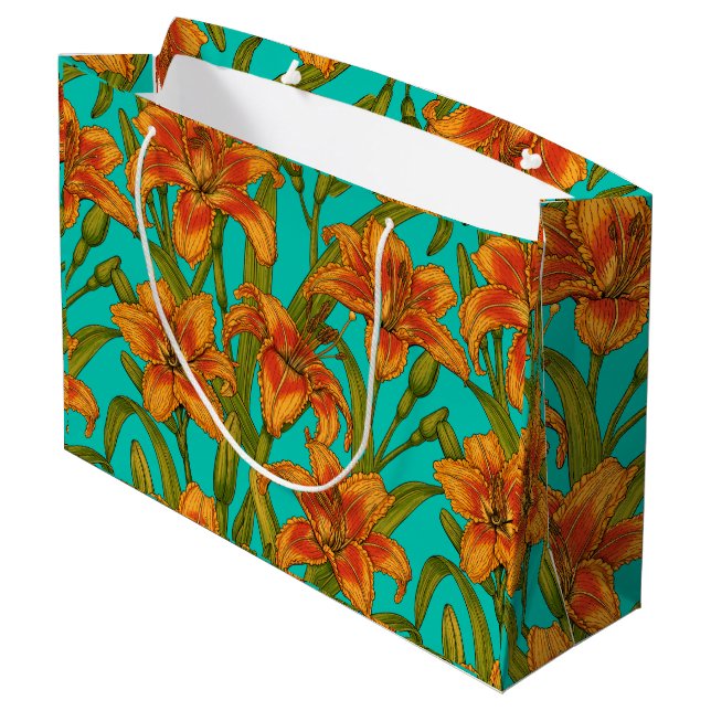Tawny dailily flowers large gift bag (Back Angled)