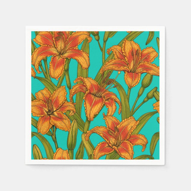 Tawny dailily flowers napkins (Front)