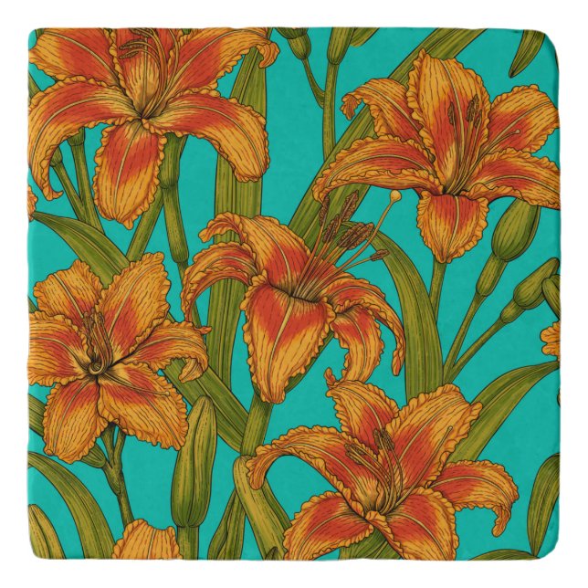 Tawny dailily flowers trivet (Front)