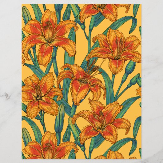 Tawny daylily flowers, blue and yellow (Back)