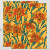 Tawny daylily flowers, blue and yellow (Front/Back)