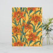 Tawny daylily flowers, blue and yellow (Standing Front)