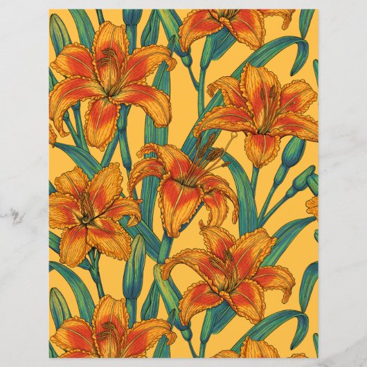 Tawny daylily flowers, blue and yellow (Front)