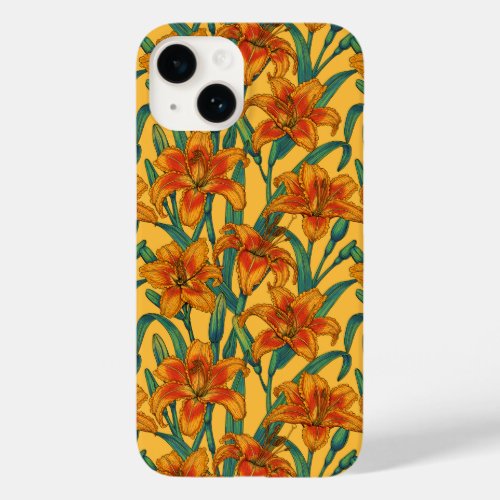 Tawny daylily flowers blue and yellow Case_Mate iPhone 14 case