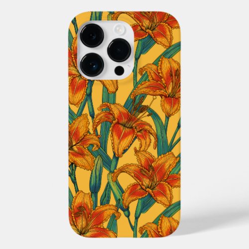 Tawny daylily flowers blue and yellow Case_Mate iPhone 14 pro case