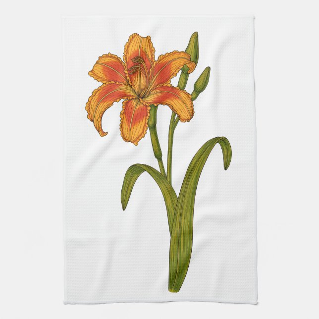 Tawny daylily kitchen towel (Vertical)
