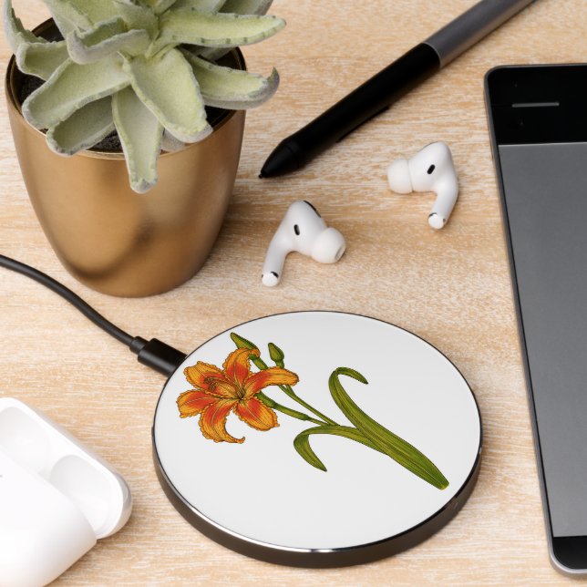 Tawny daylily wireless charger  (Desk 2)