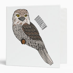 Tawny frogmouth bird cartoon illustration 3 ring binder