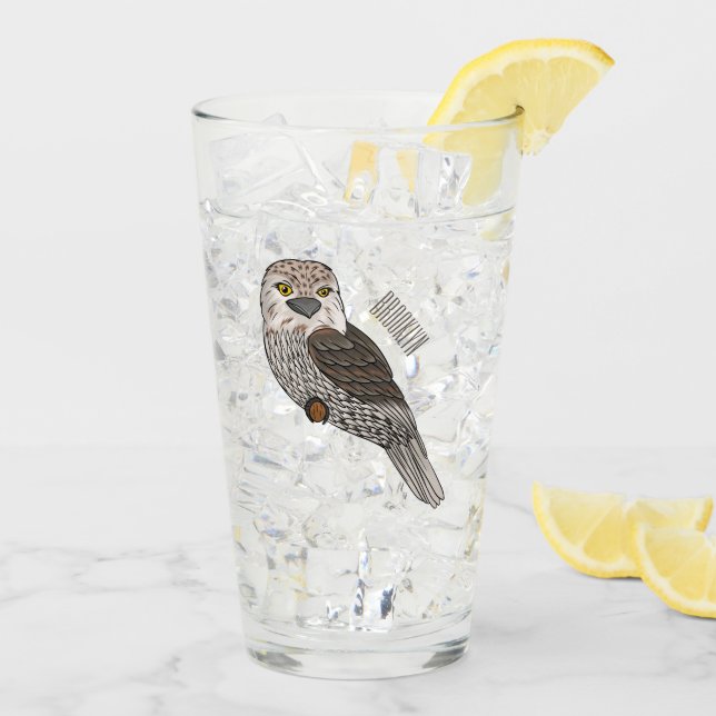 Tawny frogmouth bird cartoon illustration glass (Back Ice)