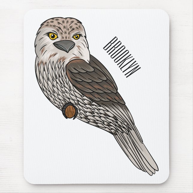 Tawny frogmouth bird cartoon illustration mouse pad (Front)
