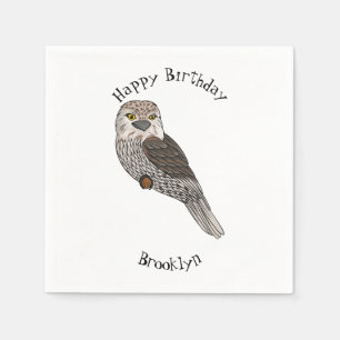Tawny frogmouth bird cartoon illustration napkins