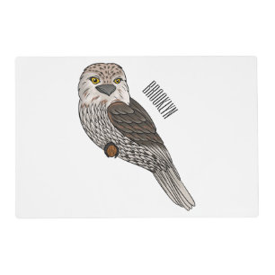Tawny frogmouth bird cartoon illustration placemat