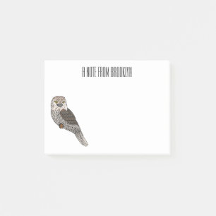Tawny frogmouth bird cartoon illustration post-it notes