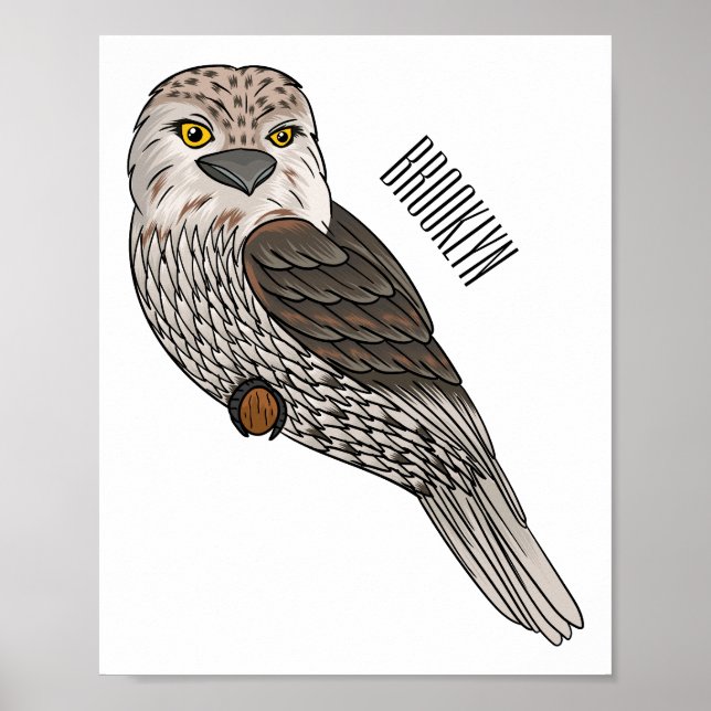 Tawny frogmouth bird cartoon illustration poster (Front)