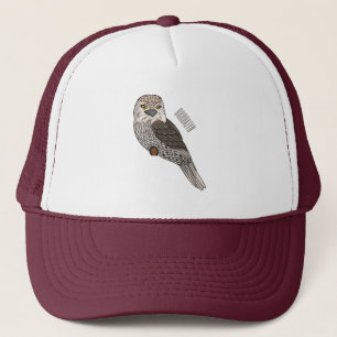 Tawny frogmouth bird cartoon illustration trucker hat