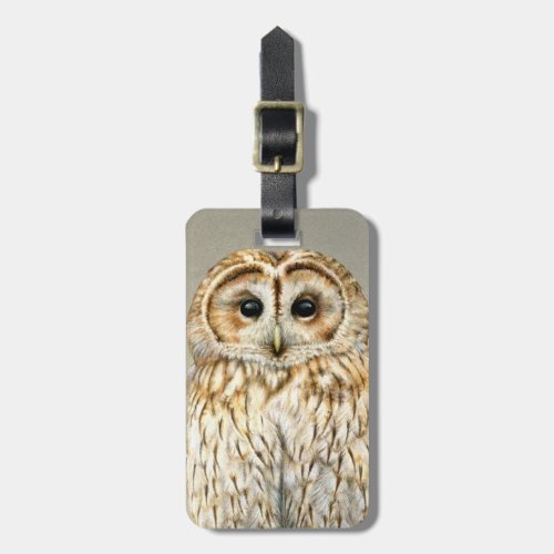 Tawny Owl fine art bird named luggage tag