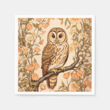 Tawny Owl Peach Blossoms William Morris Inspired