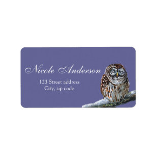 Tawny Owl watercolor Label
