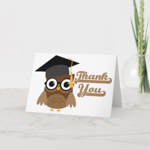 Tawny Owl with Glasses Graduation Thank You Card