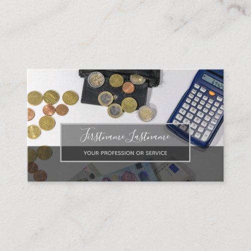 Tax accountant and financial experts calculator business card
