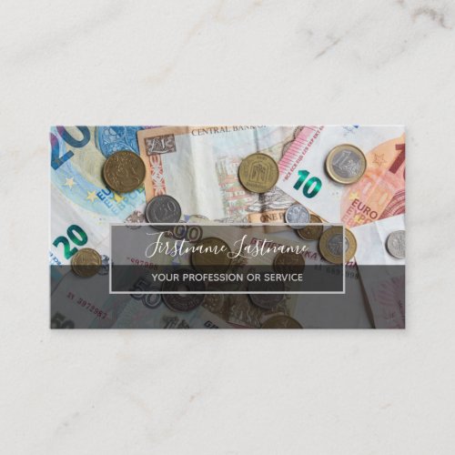 Tax accountant and financial experts euro money bu business card