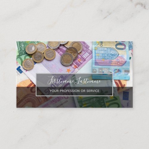 Tax accountant and financial experts euro money business card