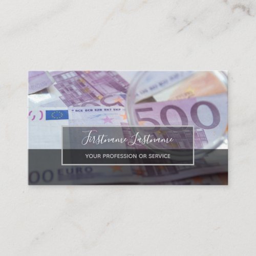 Tax accountant and financial experts euro money business card