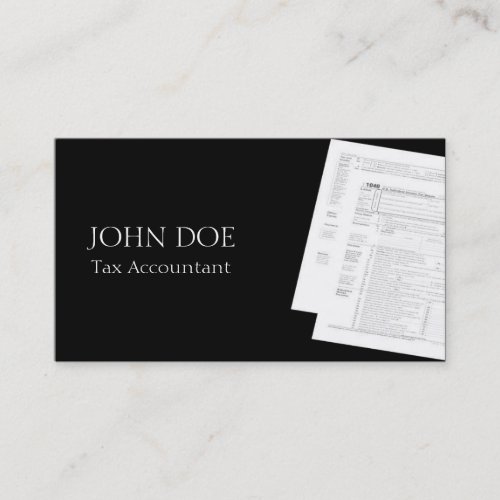 Tax Accountant BW Form 1040 3D Business Card