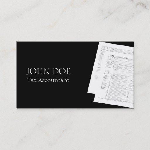 Customizable Tax Accountant B/W Form 1040 3D Business Cards