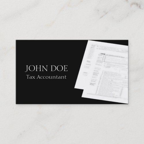 Tax Accountant B/W Form 1040 Business Card Template